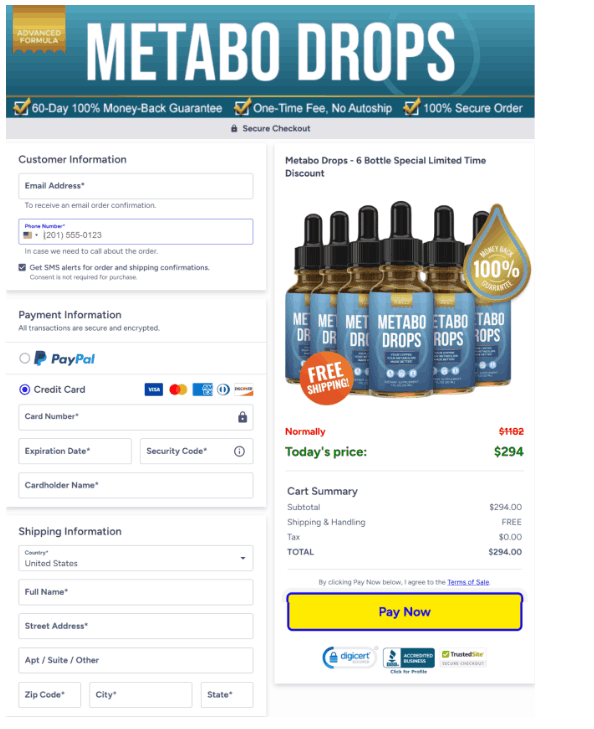 Metabo Drops  Secure Checkout page